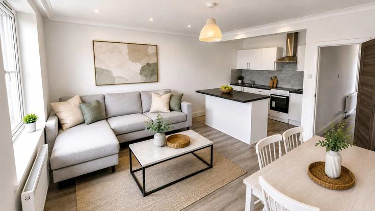 Elegant gestaltetes Wohnzimmer mit moderner Einrichtung in einer Wohnung im Building Northolt Road - myrent2rent - 1648820 in London Borough of Harrow, Harrow Elegant gestaltetes Wohnzimmer mit moderner Einrichtung in einer Wohnung im Building Northolt Road - myrent2rent - 1648820 in London Borough of Harrow, Harrow