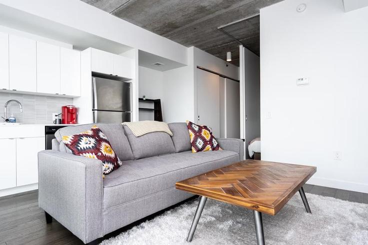 Winnipeg, Winnipeg에 위치한 Building Hargrave Street - nest-host-ltd - 1461143 유닛의 세련된 인테리어가 돋보이는 거실