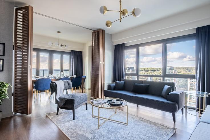 İstanbul KağıthaneのBuilding Cendere Caddesi - new-inn - 1352654のアパートメントにある、モダンな家具を備えたエレガントなデザインのリビングルーム İstanbul KağıthaneのBuilding Cendere Caddesi - new-inn - 1352654のアパートメントにある、モダンな家具を備えたエレガントなデザインのリビングルーム