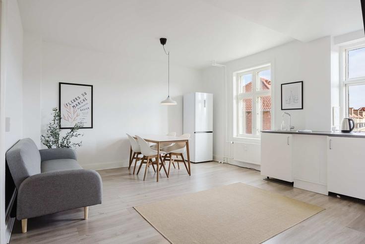 Salle de séjour élégante avec mobilier moderne dans un appartement à Building Gammel Jernbanevej - nomad-properties - 1696628 à Copenhagen, Copenhagen