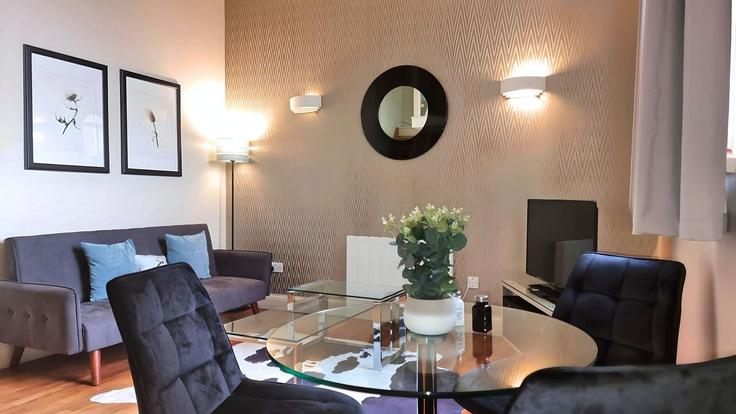 Elegantly designed living room with modern furnishings in an apartment at Building 111 Ladbroke Grove - notting-hill-rentals - 1472414 in Royal Borough of Kensington and Chelsea, London