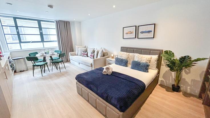 Salle de séjour élégante avec mobilier moderne dans un appartement à Building Frampton Street - nournest-apartments - 1547283 à City of Westminster, London
