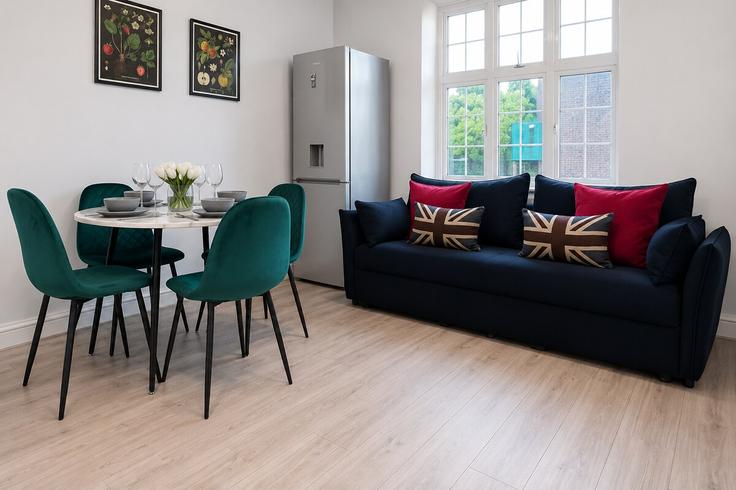 Salle de séjour élégante avec mobilier moderne dans un appartement à Building Cranleigh Street - nournest-apartments - 1582878 à London Borough of Camden, London Salle de séjour élégante avec mobilier moderne dans un appartement à Building Cranleigh Street - nournest-apartments - 1582878 à London Borough of Camden, London