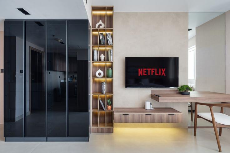 Elegante sala de estar con mobiliario moderno en un apartamento en Building Tariaq Bedon Esm - oak-tree-vacation-homes-rental - 1316326 en JLT, Dubai Elegante sala de estar con mobiliario moderno en un apartamento en Building Tariaq Bedon Esm - oak-tree-vacation-homes-rental - 1316326 en JLT, Dubai