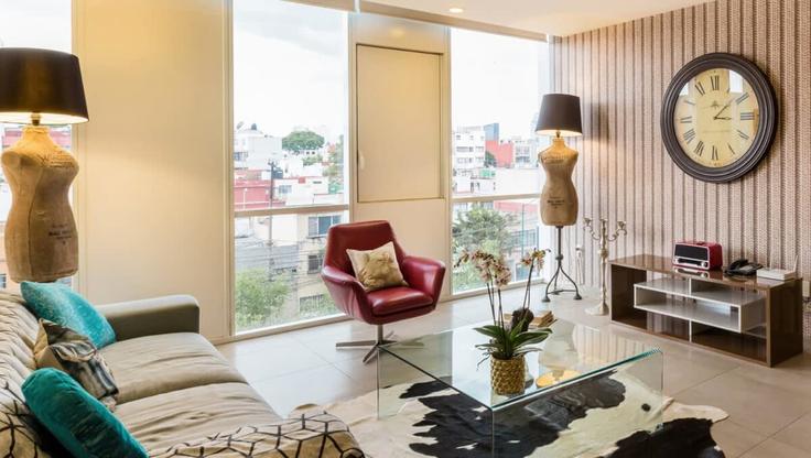 Building Calle Lago Zurich - oasis - 1013356 adresindeki bir dairede modern mobilyalarla zarif bir şekilde tasarlanmış oturma odası Mexico City, Mexico City Building Calle Lago Zurich - oasis - 1013356 adresindeki bir dairede modern mobilyalarla zarif bir şekilde tasarlanmış oturma odası Mexico City, Mexico City