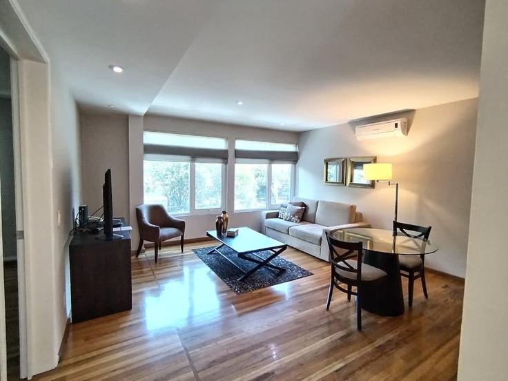 Building Avenida Homero - oasis - 1013597 adresindeki bir dairede modern mobilyalarla zarif bir şekilde tasarlanmış oturma odası Mexico City, Mexico City