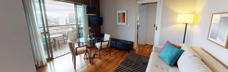 São Paulo BrooklinのBuilding Rua Ribeiro do Vale - oasis - 1533547のアパートメントにある、モダンな家具を備えたエレガントなデザインのリビングルーム