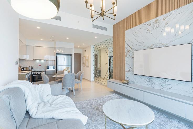 Dubai Downtown DubaiのBuilding Burj Khalifa Boulevard - ocleyhomes-hostaway - 1047287 - DXBのアパートメントにある、モダンな家具を備えたエレガントなデザインのリビングルーム Dubai Downtown DubaiのBuilding Burj Khalifa Boulevard - ocleyhomes-hostaway - 1047287 - DXBのアパートメントにある、モダンな家具を備えたエレガントなデザインのリビングルーム