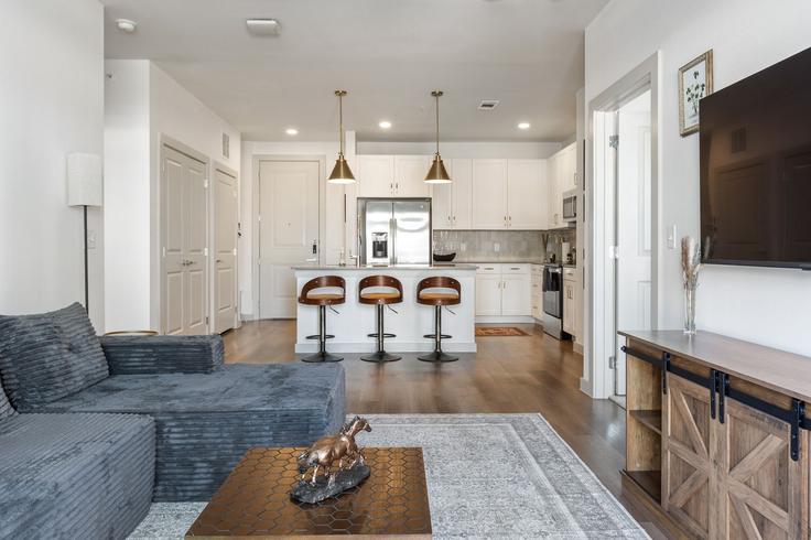 Building Leah Avenue - oh-management-usa-llc - 1355780 adresindeki bir dairede modern mobilyalarla zarif bir şekilde tasarlanmış oturma odası San Marcos, San Marcos Building Leah Avenue - oh-management-usa-llc - 1355780 adresindeki bir dairede modern mobilyalarla zarif bir şekilde tasarlanmış oturma odası San Marcos, San Marcos