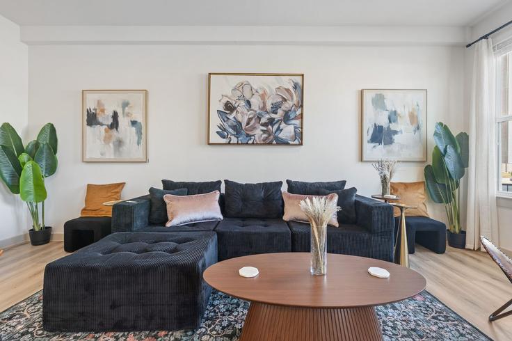 Building Leah Avenue - oh-management-usa-llc - 1499102 adresindeki bir dairede modern mobilyalarla zarif bir şekilde tasarlanmış oturma odası San Marcos, San Marcos Building Leah Avenue - oh-management-usa-llc - 1499102 adresindeki bir dairede modern mobilyalarla zarif bir şekilde tasarlanmış oturma odası San Marcos, San Marcos