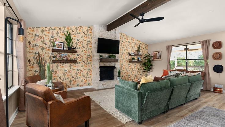 Elegante sala de estar con mobiliario moderno en un apartamento en Building Santa Cruz Drive - oikos-property-ventures - 1330087 en Austin, Austin