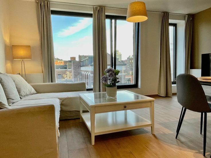 Salle de séjour élégante avec mobilier moderne dans un appartement à Building Jacob Jordaensstraat - one-lux-stay - 1606935 à Antwerp, Antwerp Salle de séjour élégante avec mobilier moderne dans un appartement à Building Jacob Jordaensstraat - one-lux-stay - 1606935 à Antwerp, Antwerp