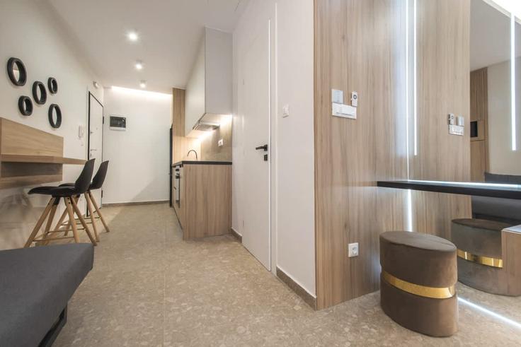 Building Politechneiou - panagiotis-petropoulos - 1429763 adresindeki bir dairede modern mobilyalarla zarif bir şekilde tasarlanmış oturma odası Central Athens, Athens