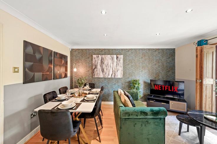 Sala de estar elegantemente projetada com móveis modernos em um apartamento no Building Wincott Street - passtheproperty - 1373841 em London Borough of Lambeth, London Sala de estar elegantemente projetada com móveis modernos em um apartamento no Building Wincott Street - passtheproperty - 1373841 em London Borough of Lambeth, London