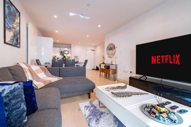 Elegantly designed living room with modern furnishings in an apartment at Building Royal Crest Avenue - placify - 1549652 in London Borough of Newham, London