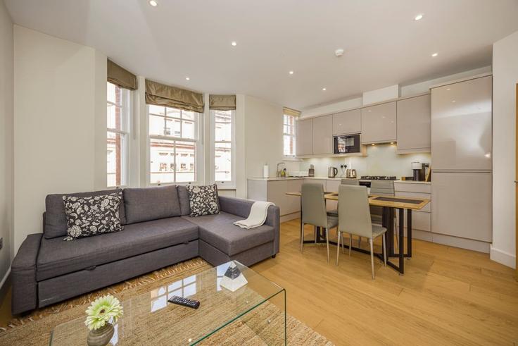 Salle de séjour élégante avec mobilier moderne dans un appartement à Building Great Titchfield Street - plotseeker-limited-1 - 1625448 à City of Westminster, London