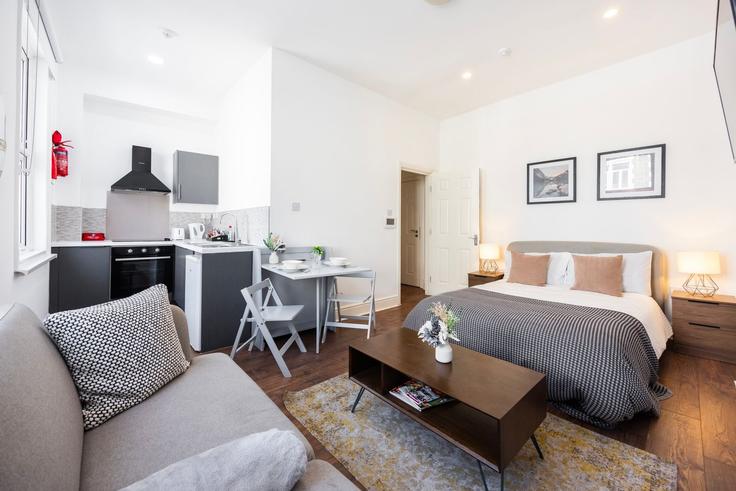 Salle de séjour élégante avec mobilier moderne dans un appartement à Building Warwick Road 119 - plotseeker-limited - 1611093 à Royal Borough of Kensington and Chelsea, London
