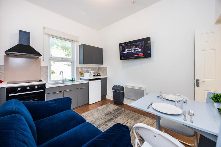 Salle de séjour élégante avec mobilier moderne dans un appartement à Building Warwick Road 119 - plotseeker-limited - 1611090 à Royal Borough of Kensington and Chelsea, London
