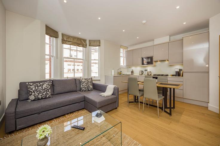 Elegant gestaltetes Wohnzimmer mit moderner Einrichtung in einer Wohnung im Building Great Titchfield Street - plotseeker - 1580309 in City of Westminster, London Elegant gestaltetes Wohnzimmer mit moderner Einrichtung in einer Wohnung im Building Great Titchfield Street - plotseeker - 1580309 in City of Westminster, London