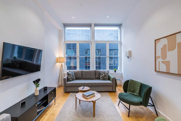 Sala de estar elegantemente projetada com móveis modernos em um apartamento no Building Farringdon Road - plotseeker - 1378929 em London Borough of Islington, London
