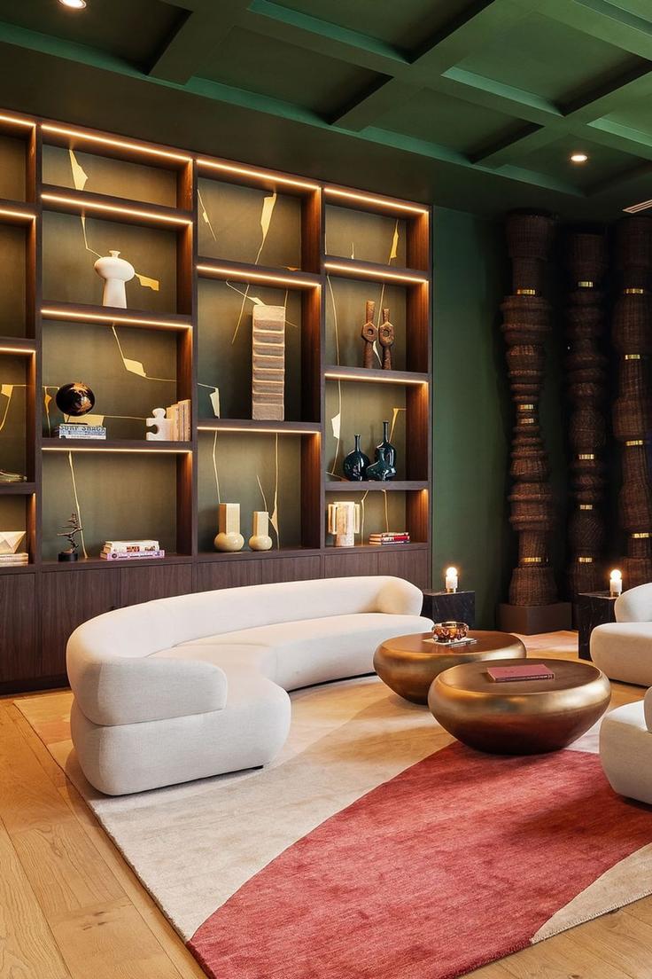 Elegantly designed living room with modern furnishings in an apartment at Building Northeast 6th Street - premier-suites-management - 1511787 in Miami, Miami