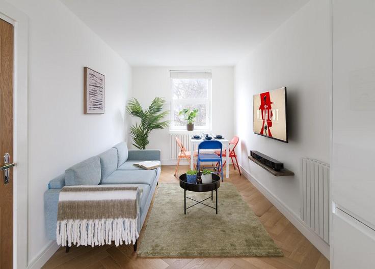 Elegantly designed living room with modern furnishings in an apartment at Building Fleet Road - private-house-group - 1511350 in London Borough of Camden, London