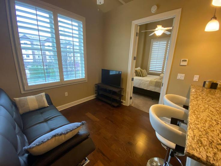 Elegante sala de estar con mobiliario moderno en un apartamento en Building 836 North Thompson Lane - proper-stays-2 - 1699761 en Murfreesboro, Murfreesboro