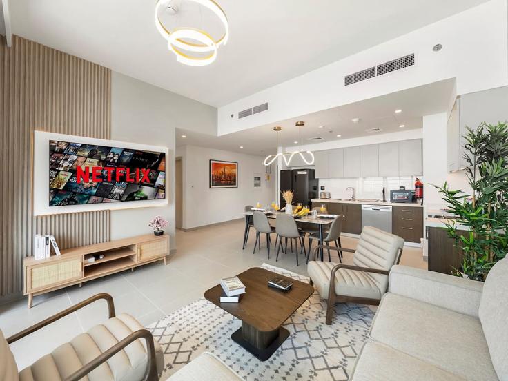 Elegantly designed living room with modern furnishings in an apartment at Building Sheikh Mohammed bin Rashid Boulevard - propigo-vacation-home-rental-co-llc - 1296863 - DXB in Downtown Dubai, Dubai Elegantly designed living room with modern furnishings in an apartment at Building Sheikh Mohammed bin Rashid Boulevard - propigo-vacation-home-rental-co-llc - 1296863 - DXB in Downtown Dubai, Dubai