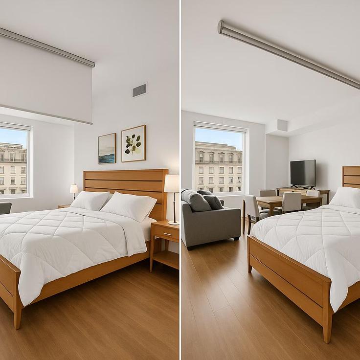 Washington WashingtonのBuilding Massachusetts Avenue Northwest - pure-voyage - 1395474のアパートメントにある、モダンな家具を備えたエレガントなデザインのリビングルーム