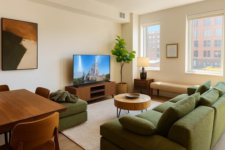 Sala de estar elegantemente projetada com móveis modernos em um apartamento no Building Q Street Northwest - pure-voyage - 1539943 em Washington, Washington Sala de estar elegantemente projetada com móveis modernos em um apartamento no Building Q Street Northwest - pure-voyage - 1539943 em Washington, Washington