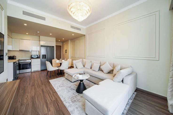 Downtown Dubai, Dubai에 위치한 Building Burj Khalifa Boulevard - pvh-vacation-homes - 1519897 유닛의 세련된 인테리어가 돋보이는 거실