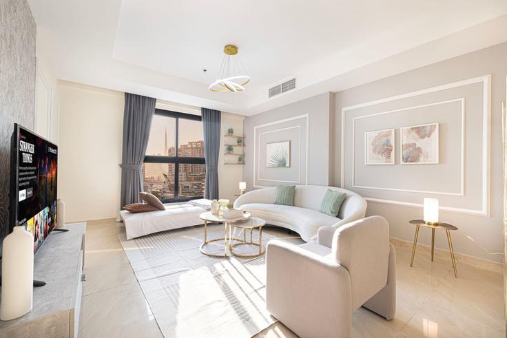 Al Jaddaf, Dubai에 위치한 Building Tariaq Bedon Esm - radiant-homes - 1461601 유닛의 세련된 인테리어가 돋보이는 거실