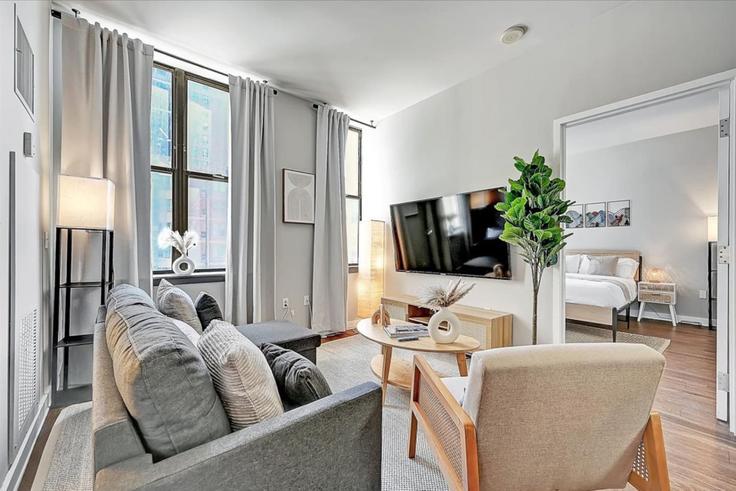 Philadelphia PhiladelphiaのBuilding Chestnut Street - radiant-homes - 1461606のアパートメントにある、モダンな家具を備えたエレガントなデザインのリビングルーム