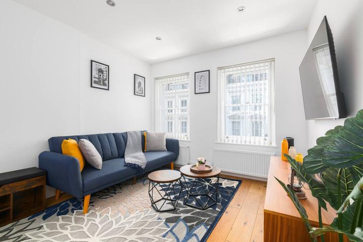 Salle de séjour élégante avec mobilier moderne dans un appartement à Building Bethnal Green Road - reddy-properties-limited - 1380900 à London Borough of Tower Hamlets, London