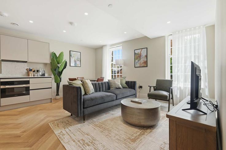 Elegante sala de estar con mobiliario moderno en un apartamento en Building Cheyne Walk - redwood-living - 1578801 en Royal Borough of Kensington and Chelsea, London Elegante sala de estar con mobiliario moderno en un apartamento en Building Cheyne Walk - redwood-living - 1578801 en Royal Borough of Kensington and Chelsea, London