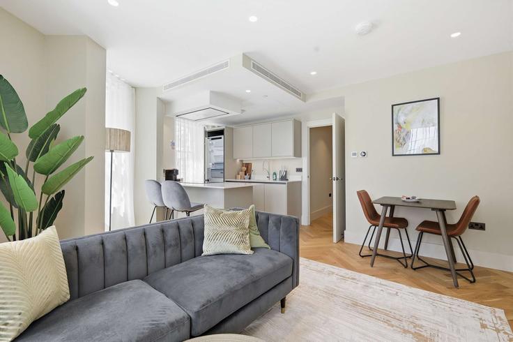 Sala de estar elegantemente projetada com móveis modernos em um apartamento no Building Cheyne Walk - redwood-living - 1578811 em Royal Borough of Kensington and Chelsea, London