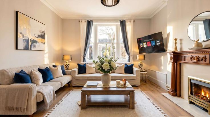 Salle de séjour élégante avec mobilier moderne dans un appartement à Building Holland Road - regal-realms - 1591603 à Royal Borough of Kensington and Chelsea, London Salle de séjour élégante avec mobilier moderne dans un appartement à Building Holland Road - regal-realms - 1591603 à Royal Borough of Kensington and Chelsea, London