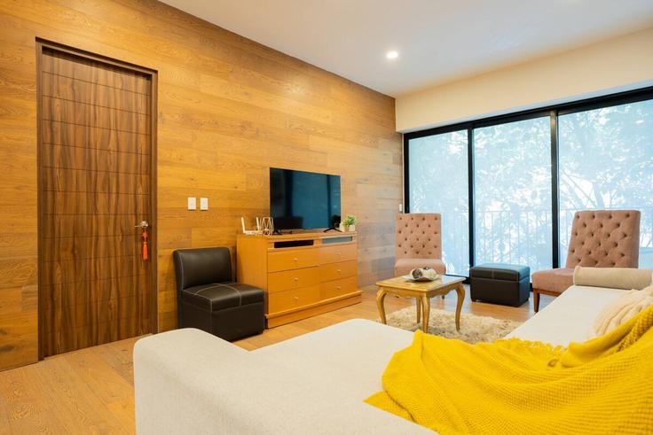 Mexico City Mexico CityのBuilding Ámsterdam - rent-a-kent - 1324875のアパートメントにある、モダンな家具を備えたエレガントなデザインのリビングルーム