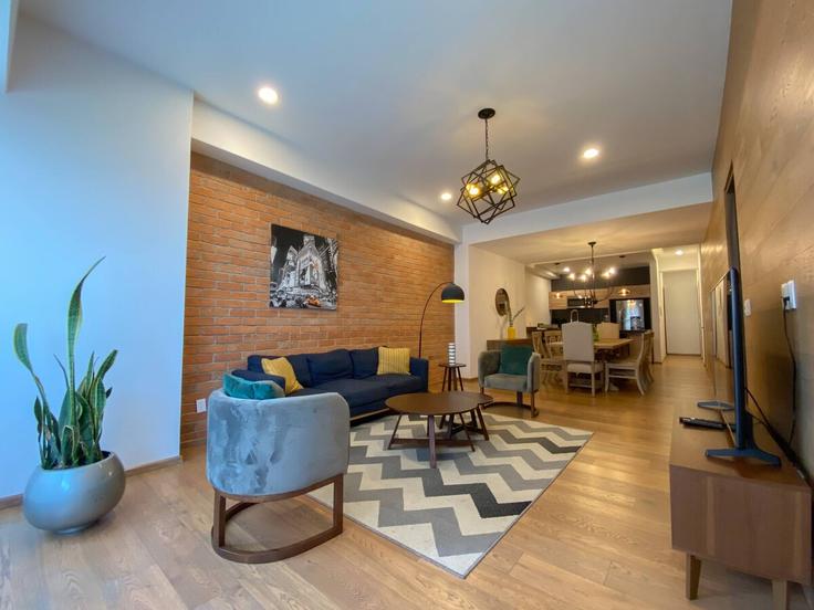 Mexico City, Mexico City에 위치한 Building Calle Querétaro - rent-a-kent - 1296505 - MEX 아파트의 세련된 인테리어가 돋보이는 거실