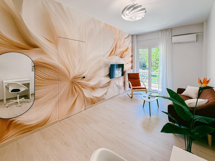 Elegante sala de estar con mobiliario moderno en un apartamento en Building Megalou Alexandrou - ribbon-homes - 1505773 en South Athens, Athens Elegante sala de estar con mobiliario moderno en un apartamento en Building Megalou Alexandrou - ribbon-homes - 1505773 en South Athens, Athens