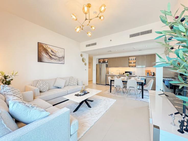 Elegantly designed living room with modern furnishings in an apartment at Building Sheikh Mohammed bin Rashid Boulevard - second-best-homes - 1514640 in Burj Khalifa, Dubai