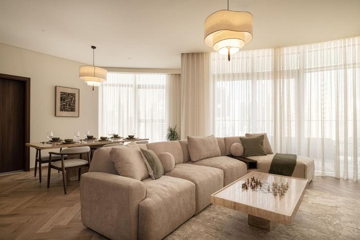 Building Down Town Road - seraya-stays - 1499434 adresindeki bir dairede modern mobilyalarla zarif bir şekilde tasarlanmış oturma odası Burj Khalifa, Dubai