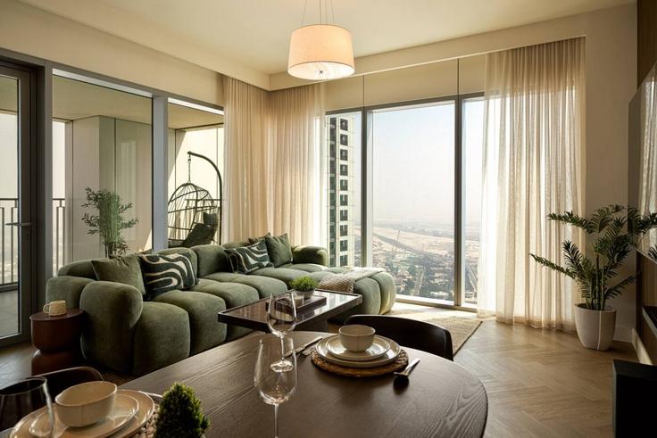 Dubai Za'abeelのBuilding Tariaq Bedon Esm - seraya-stays - 1640260のアパートメントにある、モダンな家具を備えたエレガントなデザインのリビングルーム Dubai Za'abeelのBuilding Tariaq Bedon Esm - seraya-stays - 1640260のアパートメントにある、モダンな家具を備えたエレガントなデザインのリビングルーム