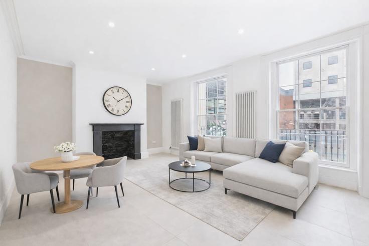 Cheltenham CheltenhamのBuilding Henrietta Street - signature-stays - 1501202のアパートメントにある、モダンな家具を備えたエレガントなデザインのリビングルーム