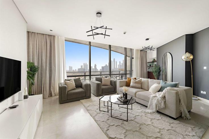 Salle de séjour élégante avec mobilier moderne dans un appartement à Building 6th Street - silkhaus - 1495718 à Trade Center, Dubai