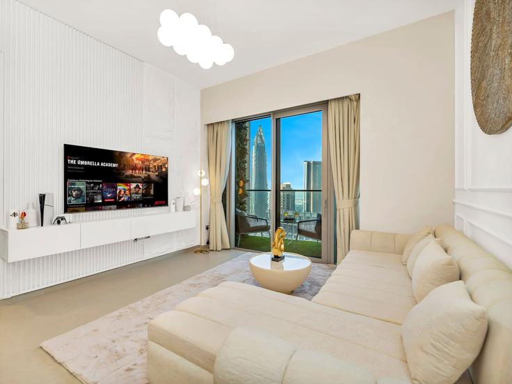 Elegante sala de estar con mobiliario moderno en un apartamento en Building Tariaq Bedon Esm - skylineserenity - 1297621 - DXB en Downtown Dubai, Dubai Elegante sala de estar con mobiliario moderno en un apartamento en Building Tariaq Bedon Esm - skylineserenity - 1297621 - DXB en Downtown Dubai, Dubai