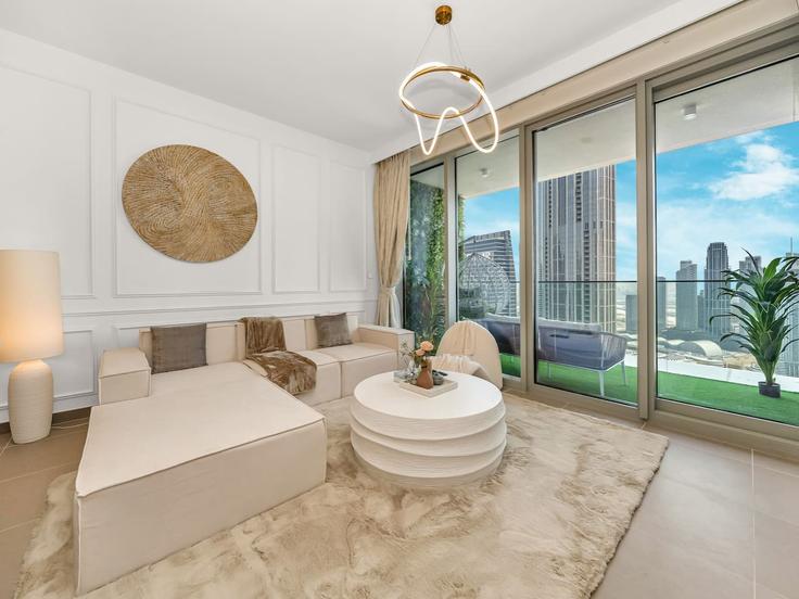 Downtown Dubai, Dubai 소재 Building Sheikh Mohammed bin Rashid Boulevard - skylineserenity - 1297646 - DXB 유닛에 마련된, 현대적인 가구로 꾸며진 우아한 디자인의 거실