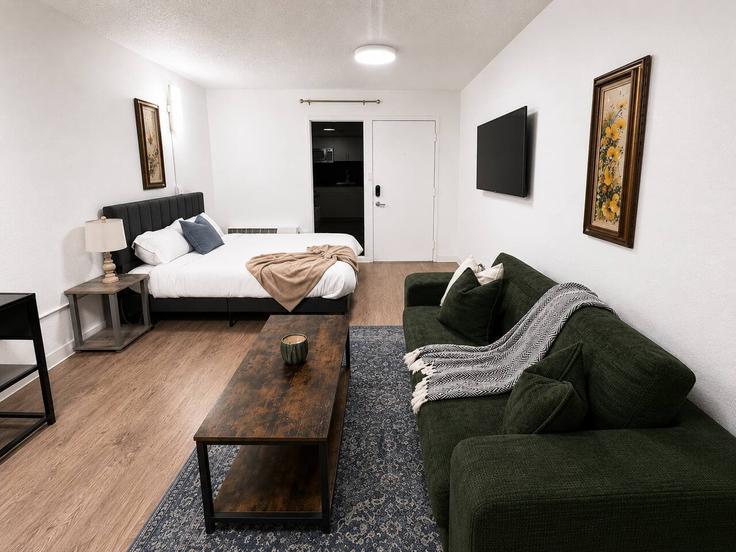 Building Camino La Costa - sleepover-inc - 1579766 adresindeki bir dairede modern mobilyalarla zarif bir şekilde tasarlanmış oturma odası Austin, Austin