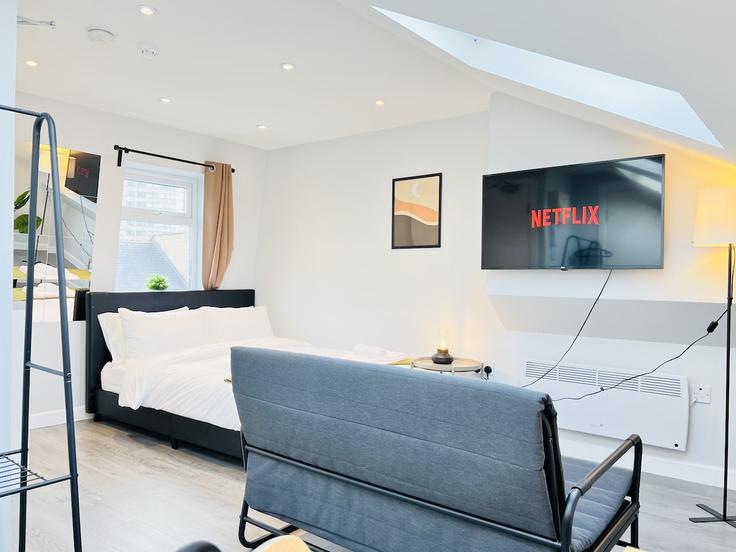 London Borough of Wandsworth, London에 위치한 Building Ingrave Street - sleepy-lodge - 1315665 - LON 유닛의 세련된 인테리어가 돋보이는 거실
