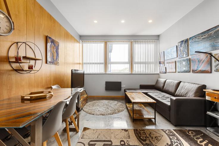 Elegantly designed living room with modern furnishings in an apartment at Building Powis Street - smart-host-group-ted - 1522256 in Royal Borough of Greenwich, London